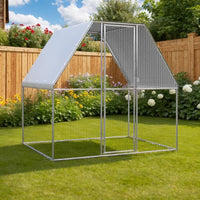 Chicken Cage Silver and Gray 6.6'x6.6'x6.6' Galvanized Steel - 7DAY'S