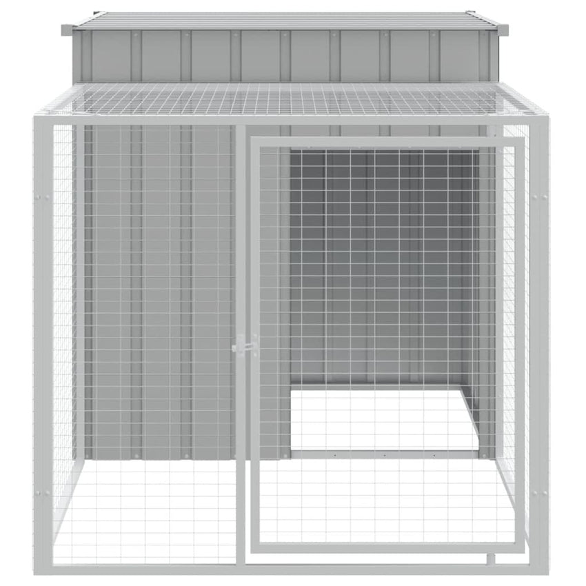 Chicken Cage with Run Light Gray 43.3"x79.1"x43.3" Galvanized Steel - 7DAY'S