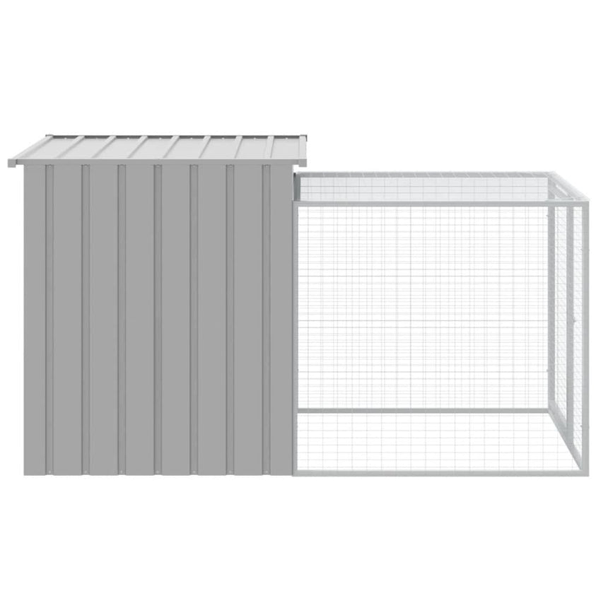 Chicken Cage with Run Light Gray 43.3"x79.1"x43.3" Galvanized Steel - 7DAY'S