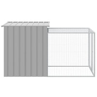 Chicken Cage with Run Light Gray 43.3"x79.1"x43.3" Galvanized Steel - 7DAY'S