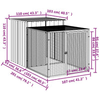 Chicken Cage with Run Light Gray 43.3"x79.1"x43.3" Galvanized Steel - 7DAY'S