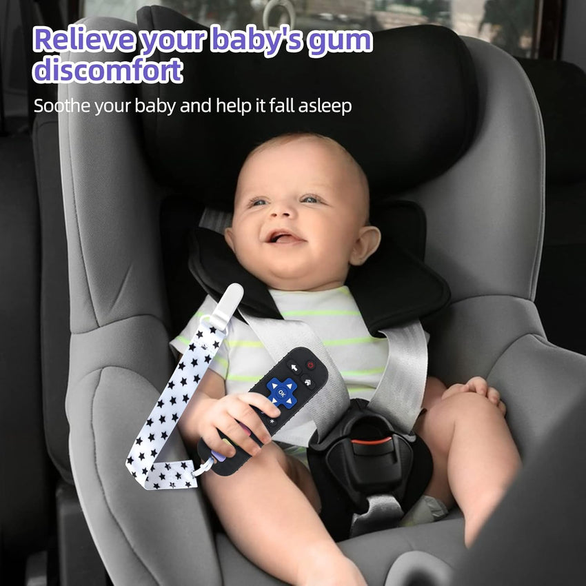 Chuya Baby Teether Toy Chew Toy for Babies 3 - 24 Months TV Remote Control Shape Teething Relief Baby Toys for Infants (Black) - 7DAY'S