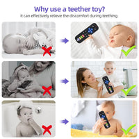 Chuya Baby Teether Toy Chew Toy for Babies 3 - 24 Months TV Remote Control Shape Teething Relief Baby Toys for Infants (Black) - 7DAY'S