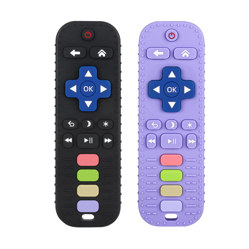 Chuya Baby Teether Toy Chew Toy for Babies 3 - 24 Months TV Remote Control Shape Teething Relief Baby Toys for Infants (Black) - 7DAY'S