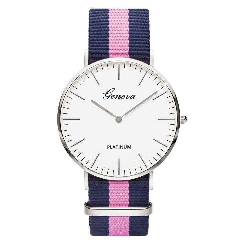 Classic Fashion Stripe Nylon Band Women Watch Top Luxury Brand Men Quartz Wrist Watch Lady Watch Montre Femme Horloge Saat Clock - 7DAY'S