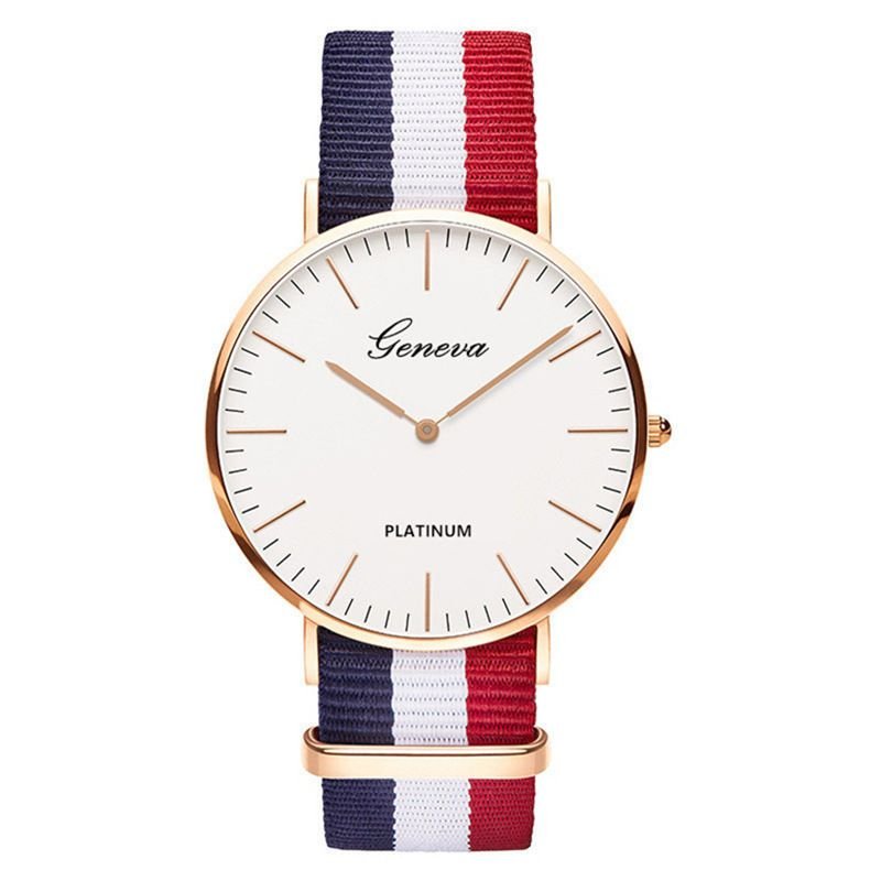 Classic Fashion Stripe Nylon Band Women Watch Top Luxury Brand Men Quartz Wrist Watch Lady Watch Montre Femme Horloge Saat Clock - 7DAY'S