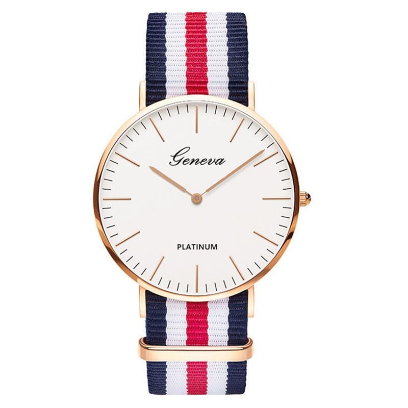 Classic Fashion Stripe Nylon Band Women Watch Top Luxury Brand Men Quartz Wrist Watch Lady Watch Montre Femme Horloge Saat Clock - 7DAY'S