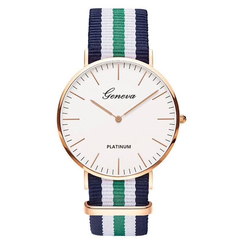 Classic Fashion Stripe Nylon Band Women Watch Top Luxury Brand Men Quartz Wrist Watch Lady Watch Montre Femme Horloge Saat Clock - 7DAY'S