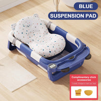 Collapsible Baby Bathtub for Newborn with Real - time Temp Monitor + Soft Floating Cushion Durable Foldable Baby Tubs for Infants to Toddler, Portable Travel Bathtub with Drain Hole Grey - 7DAY'S