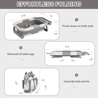 Collapsible Baby Bathtub for Newborn with Real - time Temp Monitor + Soft Floating Cushion Durable Foldable Baby Tubs for Infants to Toddler, Portable Travel Bathtub with Drain Hole Grey - 7DAY'S