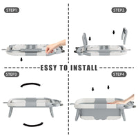 Collapsible Baby Bathtub for Newborn with Real - time Temp Monitor + Soft Floating Cushion Durable Foldable Baby Tubs for Infants to Toddler, Portable Travel Bathtub with Drain Hole Grey - 7DAY'S