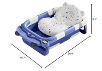 Collapsible Baby Bathtub for Newborn with Real - time Temp Monitor + Soft Floating Cushion Durable Foldable Baby Tubs for Infants to Toddler, Portable Travel Bathtub with Drain Hole Grey - 7DAY'S