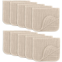 Comfy Cubs Muslin Burp Cloths 20" x 10", Pack of 10 - Large, 6 - Layer, Ultra Absorbent 100% Cotton for Baby Drool and Messes - Soft, Safe & Gentle Baby Burp Cloths for Boys & Girls - Multi - 7DAY'S