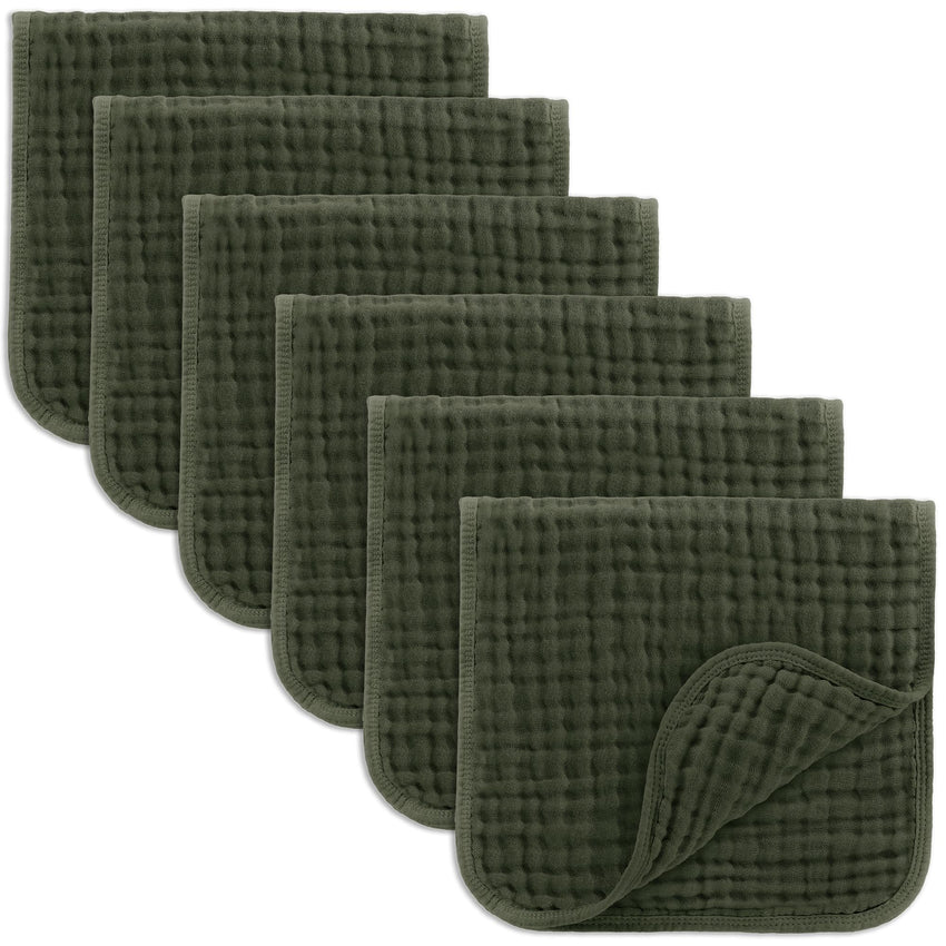 Comfy Cubs Muslin Burp Cloths 20" x 10", Pack of 10 - Large, 6 - Layer, Ultra Absorbent 100% Cotton for Baby Drool and Messes - Soft, Safe & Gentle Baby Burp Cloths for Boys & Girls - Multi - 7DAY'S