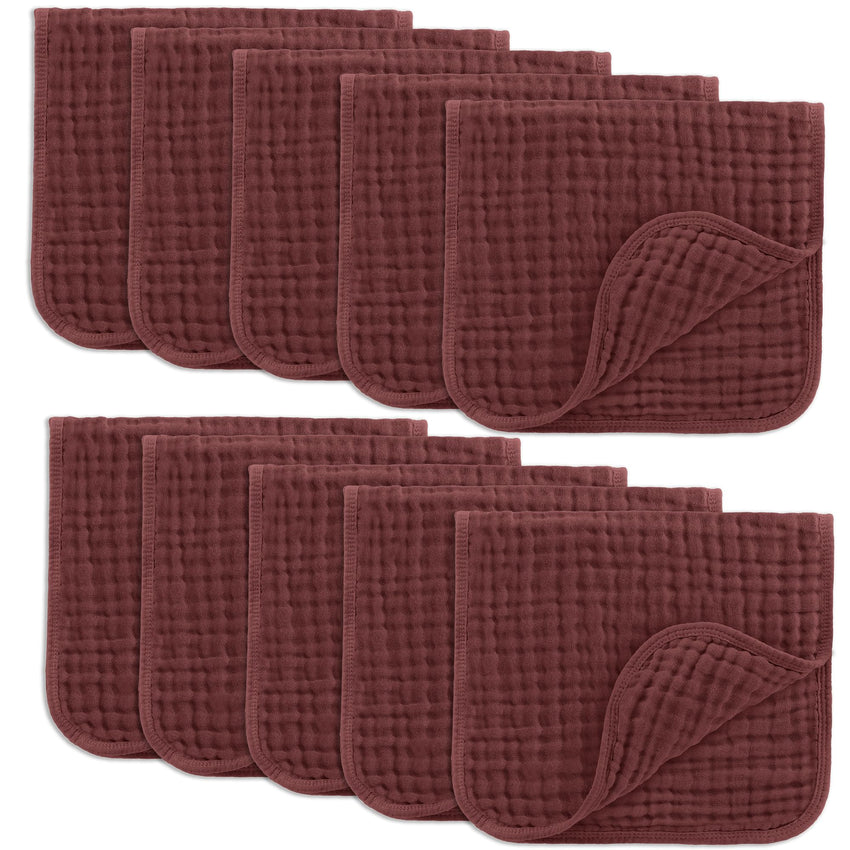 Comfy Cubs Muslin Burp Cloths 20" x 10", Pack of 10 - Large, 6 - Layer, Ultra Absorbent 100% Cotton for Baby Drool and Messes - Soft, Safe & Gentle Baby Burp Cloths for Boys & Girls - Multi - 7DAY'S