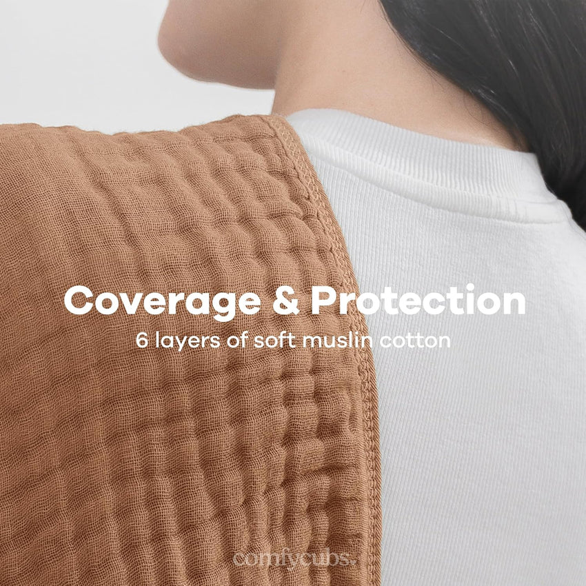 Comfy Cubs Muslin Burp Cloths 20" x 10", Pack of 10 - Large, 6 - Layer, Ultra Absorbent 100% Cotton for Baby Drool and Messes - Soft, Safe & Gentle Baby Burp Cloths for Boys & Girls - Multi - 7DAY'S