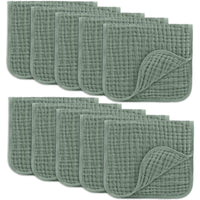 Comfy Cubs Muslin Burp Cloths 20" x 10", Pack of 10 - Large, 6 - Layer, Ultra Absorbent 100% Cotton for Baby Drool and Messes - Soft, Safe & Gentle Baby Burp Cloths for Boys & Girls - Multi - 7DAY'S