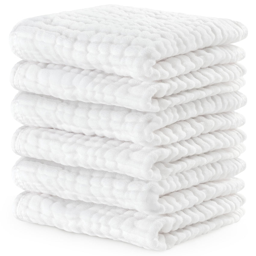Comfy Cubs Muslin Burp Cloths 20" x 10", Pack of 10 - Large, 6 - Layer, Ultra Absorbent 100% Cotton for Baby Drool and Messes - Soft, Safe & Gentle Baby Burp Cloths for Boys & Girls - Multi - 7DAY'S