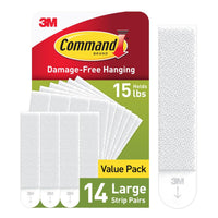 Command 15 lb Large Picture Hanging Strips 14 Pairs (28 Command Strips), Damage - Free Hanging Picture Hangers, No Tools Wall Hanger for Home Decor, White Adhesive - 7DAY'S