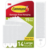 Command 15 lb Large Picture Hanging Strips 14 Pairs (28 Command Strips), Damage - Free Hanging Picture Hangers, No Tools Wall Hanger for Home Decor, White Adhesive - 7DAY'S