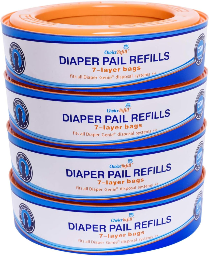 Compatible with Diaper Genie Pails, 4 - Pack, 1300count - 7DAY'S