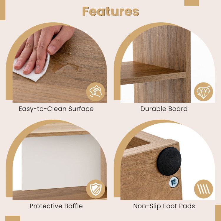 Convex Bookshelf 3 - Shelf Open Bookcase Room Organizer with Anti - Toppling Device - 7DAY'S