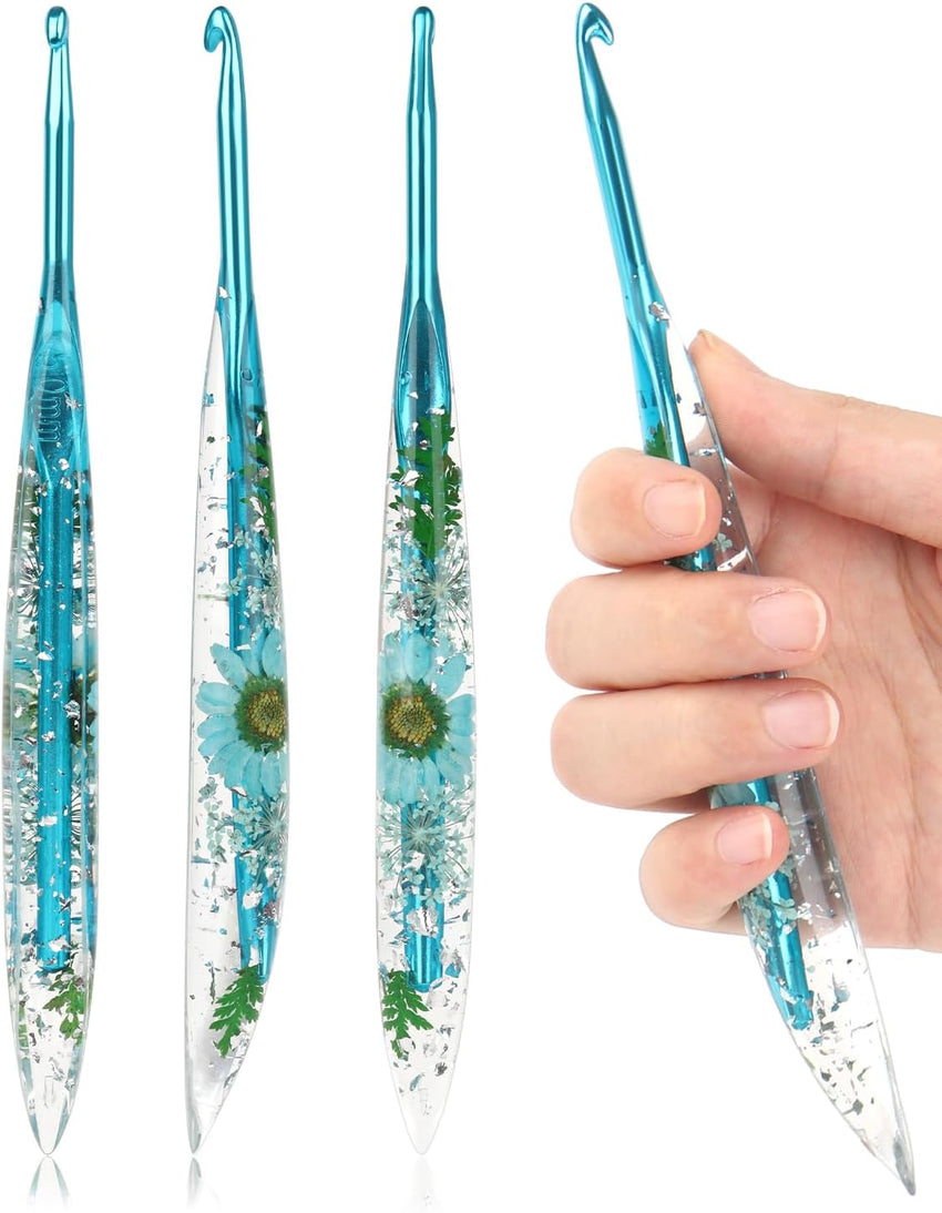 Coopay Crochet Hooks, 5mm Ergonomic Crochet Hook with Floral Plastic Grips, Stylish and Unique, Ideal for Crocheting Blankets, Dolls, Shawls, Hats, Scarves (H - 5.0mm) - 7DAY'S