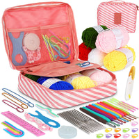 Coopay Crochet Kit Beginners Crochet Hook Set with Crochet Yarn,58PCS Portable Crochet Set Ergonomic Crochet Hooks Travel Knitting Crochet Supplies - 7DAY'S