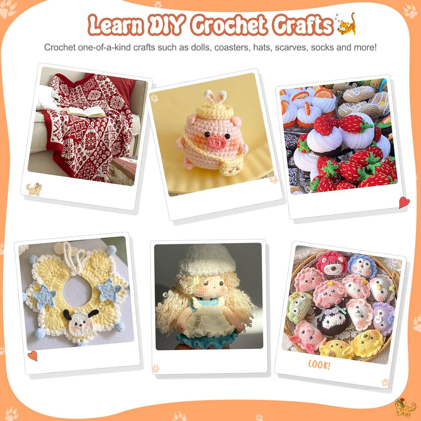 Coopay Crochet Kit Beginners Crochet Hook Set with Crochet Yarn,58PCS Portable Crochet Set Ergonomic Crochet Hooks Travel Knitting Crochet Supplies - 7DAY'S