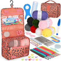 Coopay Crochet Kit Beginners Crochet Hook Set with Crochet Yarn,58PCS Portable Crochet Set Ergonomic Crochet Hooks Travel Knitting Crochet Supplies - 7DAY'S