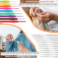 Coopay Crochet Kit Beginners Crochet Hook Set with Crochet Yarn,58PCS Portable Crochet Set Ergonomic Crochet Hooks Travel Knitting Crochet Supplies - 7DAY'S