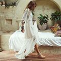 Crochet White Knitted Beach Cover up dress Tunic Long Pareos Bikinis Cover ups Swim Cover up Robe Plage Beachwear - 7DAY'S