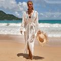 Crochet White Knitted Beach Cover up dress Tunic Long Pareos Bikinis Cover ups Swim Cover up Robe Plage Beachwear - 7DAY'S