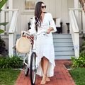 Crochet White Knitted Beach Cover up dress Tunic Long Pareos Bikinis Cover ups Swim Cover up Robe Plage Beachwear - 7DAY'S