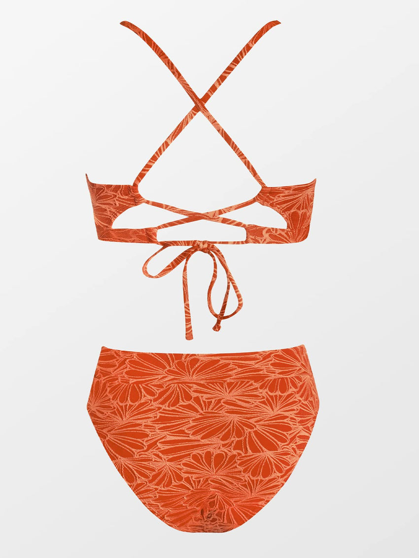 CUPSHE Bikini Set for Women Bathing Suit High Waisted Scalloped V Neck Two Pieces Swimsuit - 7DAY'S