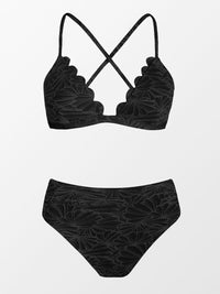 CUPSHE Bikini Set for Women Bathing Suit High Waisted Scalloped V Neck Two Pieces Swimsuit - 7DAY'S