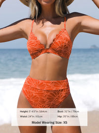 CUPSHE Bikini Set for Women Bathing Suit High Waisted Scalloped V Neck Two Pieces Swimsuit - 7DAY'S