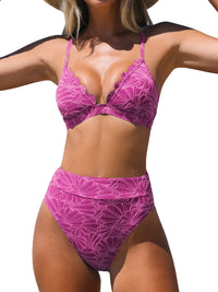 CUPSHE Bikini Set for Women Bathing Suit High Waisted Scalloped V Neck Two Pieces Swimsuit - 7DAY'S