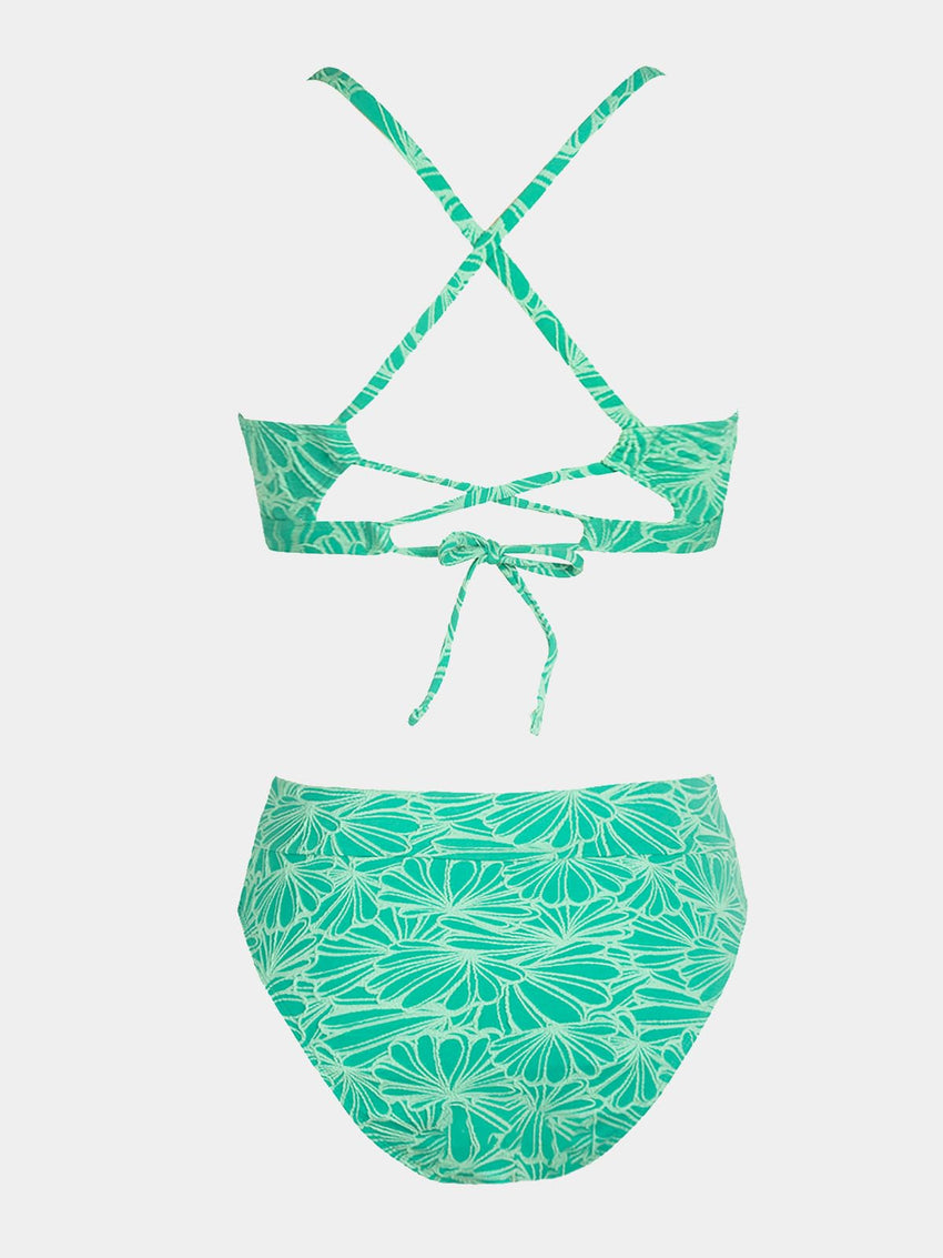 CUPSHE Bikini Set for Women Bathing Suit High Waisted Scalloped V Neck Two Pieces Swimsuit - 7DAY'S