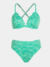 CUPSHE Bikini Set for Women Bathing Suit High Waisted Scalloped V Neck Two Pieces Swimsuit - 7DAY'S