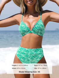 CUPSHE Bikini Set for Women Bathing Suit High Waisted Scalloped V Neck Two Pieces Swimsuit - 7DAY'S
