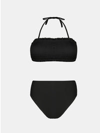 CUPSHE Bikini Set for Women Two Piece Swimsuit Bandeau Top Back Tie Mid Waisted Bottom with Removable Shoulder Straps - 7DAY'S