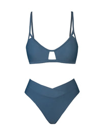 CUPSHE Bikini Set for Women Two Piece Swimsuits Cut Out High Waisted Scoop Neck V Cut Bottom - 7DAY'S