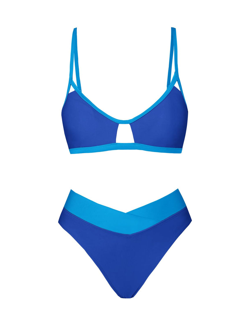 CUPSHE Bikini Set for Women Two Piece Swimsuits Cut Out High Waisted Scoop Neck V Cut Bottom - 7DAY'S