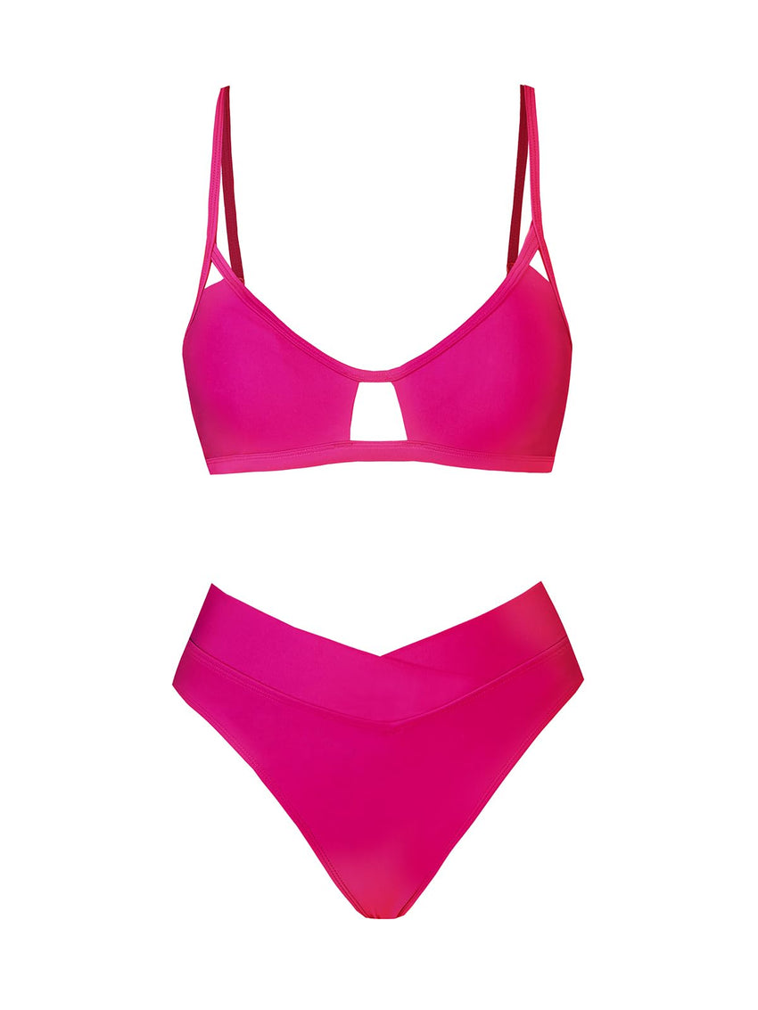 CUPSHE Bikini Set for Women Two Piece Swimsuits Cut Out High Waisted Scoop Neck V Cut Bottom - 7DAY'S