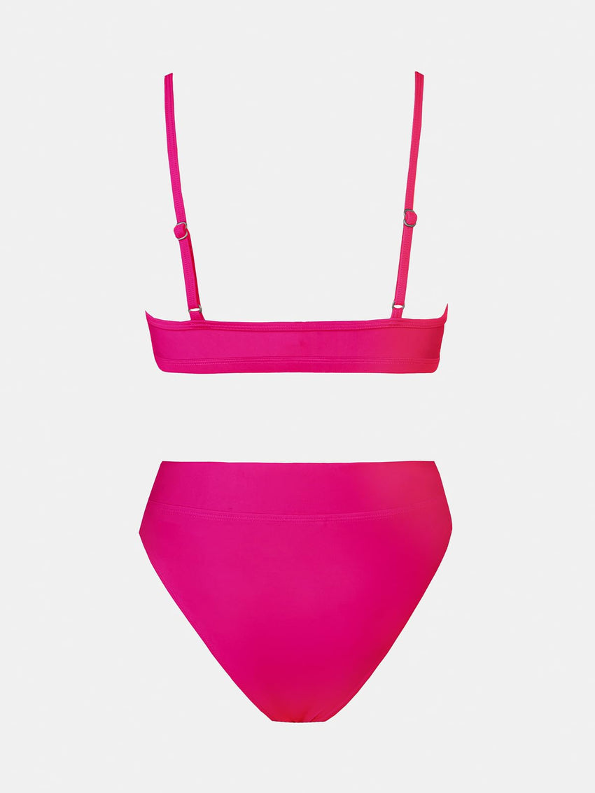 CUPSHE Bikini Set for Women Two Piece Swimsuits Cut Out High Waisted Scoop Neck V Cut Bottom - 7DAY'S