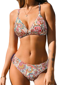 CUPSHE Bikini Set for Women Two Piece Swimsuits V Neck Low Rise Crisscross Back Self Tie Spaghetti Straps - 7DAY'S