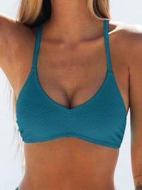 CUPSHE Bikini Top for Women Bathing Suit Criss Cross Self Tie Spaghetti Straps V Neck - 7DAY'S