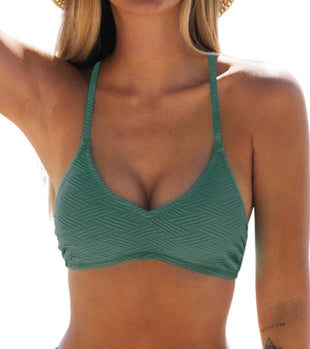 CUPSHE Bikini Top for Women Bathing Suit Criss Cross Self Tie Spaghetti Straps V Neck