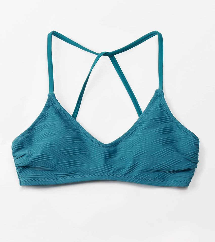 CUPSHE Bikini Top for Women Bathing Suit Criss Cross Self Tie Spaghetti Straps V Neck - 7DAY'S